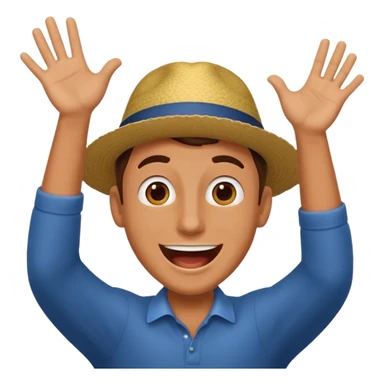 a guy excited with some festival background  without hat sticker