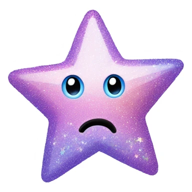 Lilac, blue, and pink glittery star with NO FACE, and a rainbow attached  sticker