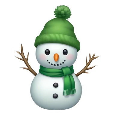Green snowman with green hat and scarf sticker