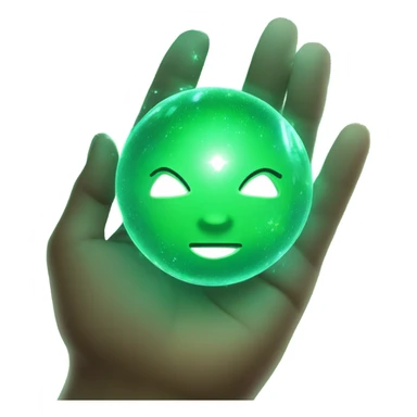 A soft, radiant green aura surrounding the character, with floating sparkles and glowing particles healing nearby allies and making the environment brighter. sticker