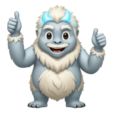 yeti, full body, full fur, thumbs up, smiling, winking sticker
