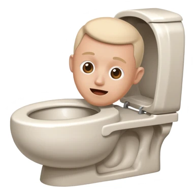 Toilet with a human head sticking out of the toilet bowl sticker