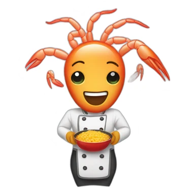 shrimp dressed as a cook making food sticker