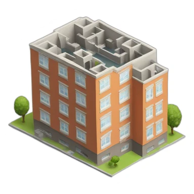 apartment building model isometric sticker