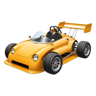 Special race car whose frame and suspension is made of shopping cart material with a large rear spoiler is being professionally steered driven by a small thin Guinea pig  sticker