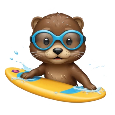 A sleek otter swimmer wearing goggles, splashing through the pool with tiny floating kickboard. sticker