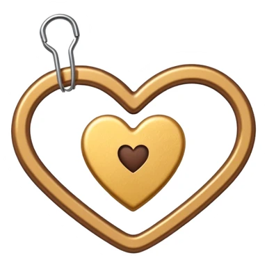 one gold paper clip and on top of it one brown heart sticker