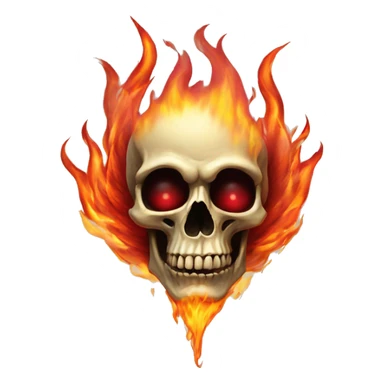 flaming skull portrait with red eyes and rose sticker
