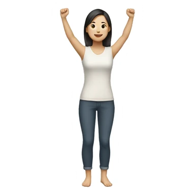 Asian woman (full-body) (both arms raised) sticker