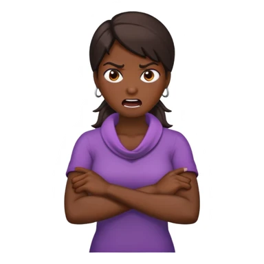 Crossed arms holding neck angry women mouth open sticker