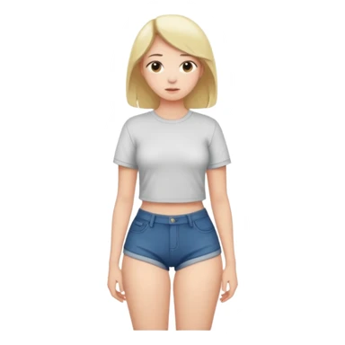 Naked but wearing shirt emoji girl full body no underwear butt turned around  sticker