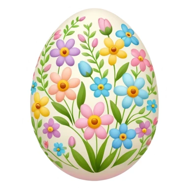 Easter egg decorated with spring flowers and symbols sticker