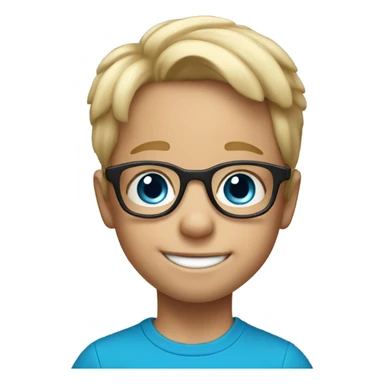 smiling 5 year old boy with big blue eyes and glasses blonde sticker
