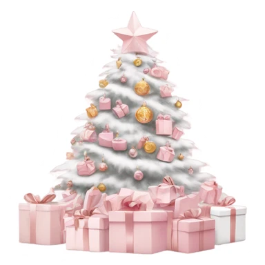 Light pink Christmas gifts under a white Christmas tree  sticker