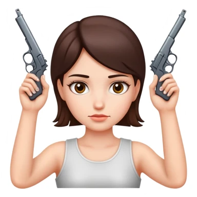 hands and fingers in the shape of a gun being held to both sides of a girls head sticker