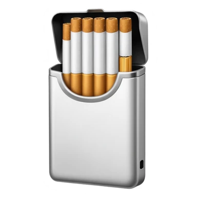 Minimalistic cigarette pack emoji, metallic black and white sticker