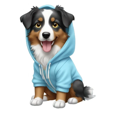 Australian shepherd in a baby blue hoodie sticker