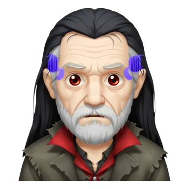 sad face vampire old man long hair with beard half dress
 sticker