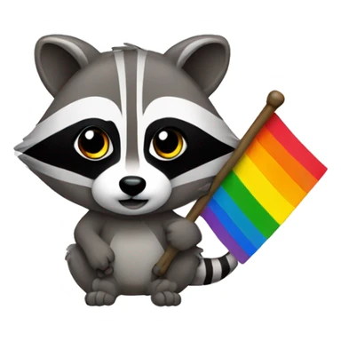 Racoon with gay flag sticker