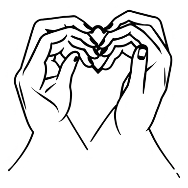 hands forming a heart shape sticker