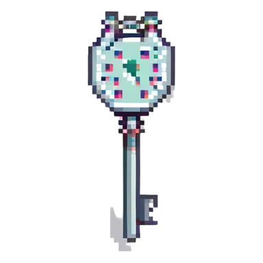 lockpick, real-life shape, Minecraft style, pixelated, metallic sticker