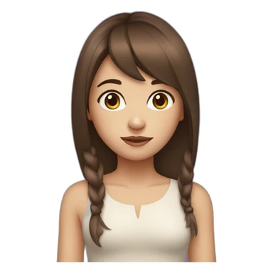A girl with brown hair, side bangs, purple eyes sticker