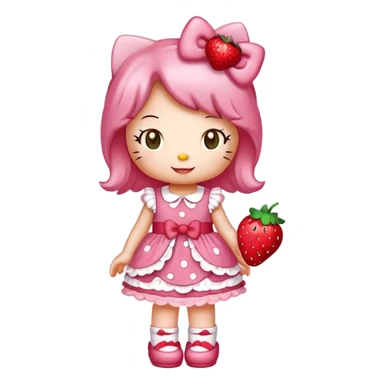 hello kitty strawberry shortcake pink sticker