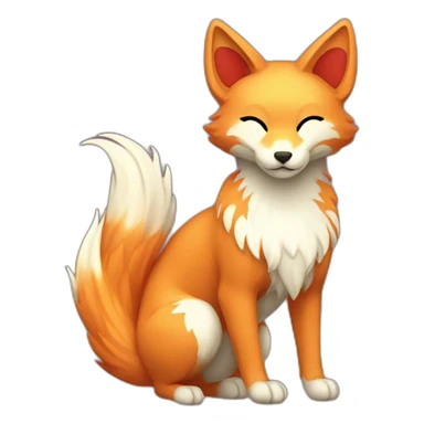 kitsune with flowershaped 9 tails at back sticker