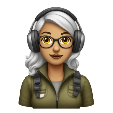 Mulher Loira com Headset com oculos estilo aviador sticker