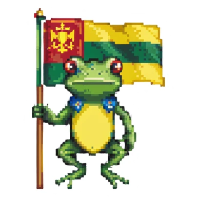 frog holding a Lithuanian flag sticker