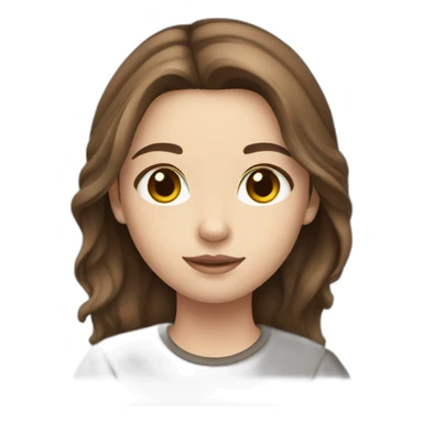 Girl white skin brown hair brown eyes middle part sticker