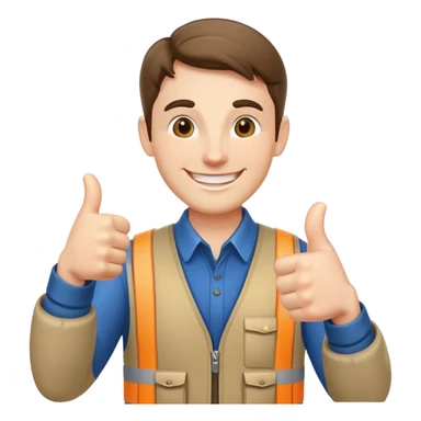 Tour guide with thumbs up indicating available tour sticker