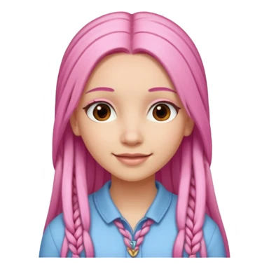 A light-skinned woman with long straight pink hair, lightly styled with small braids, brown eyes, and a gentle smile. sticker