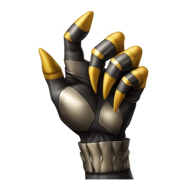 "Three sharp, metallic claws extending from a human fist like wolverine from marvel sticker