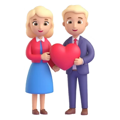 an English man and lady couple with a love heart, 3D emoji style sticker