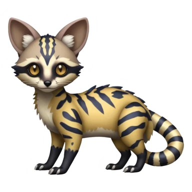 Rare realistic warm-colored lush exotic cute edgy epic futuristic aesthetic gloomy spooky dark modern colorful cyber-Genet-Trico-species-Fakemon-hybrid-creature, with beautiful intricate markings, full body sticker
