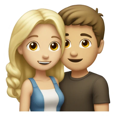 Blond Girl and brunette boy hugging sticker