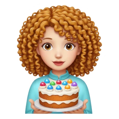 Curly haired girl with a cake sticker