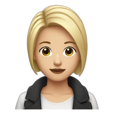 girl with a short blonde haircut and a raven on her shoulder sticker