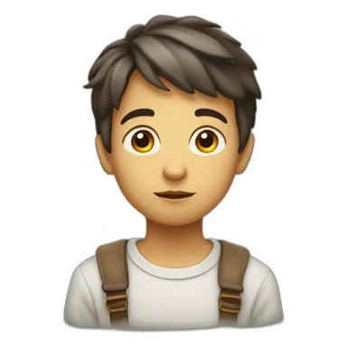 thoughtful and inquisitive young boy, symbolizing intellect, curiosity, and contemplation sticker