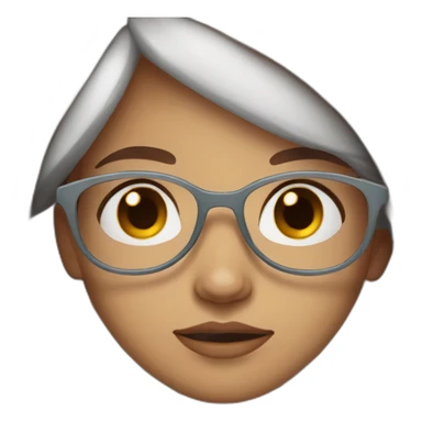 GIRL WITH MIDDLE PART, LONG DARK STRAIGHT AUBURN RED HAIR, BROWN GLASSES, WHITE SKIN sticker