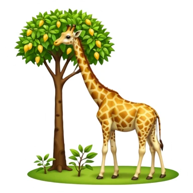 giraffe eating leaves from a tree sticker