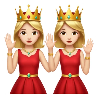 Two women wearing crowns and identical outfits giving each other a high five. sticker