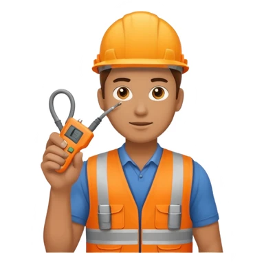 Electrician + cable coil + orange vest, Repair Crew. sticker