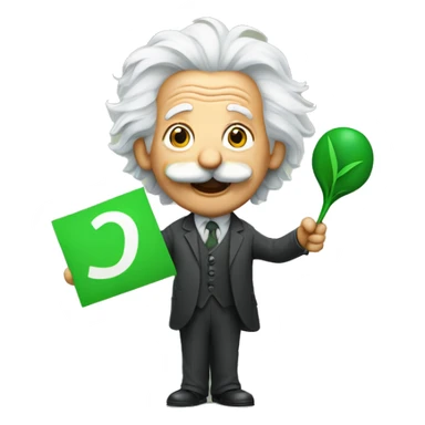 happy albert einstein holding green check mark in one hand sticker