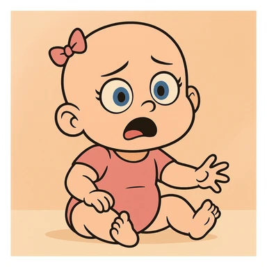 bald baby girl with blue eyes, soft colors, no hair sticker