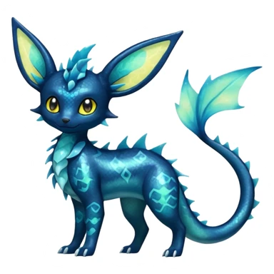 Scaley Opalescent Luminescent Umbreon-Amaura-Vaporeon-Salandit-Fakémon-fusion (full body) sticker