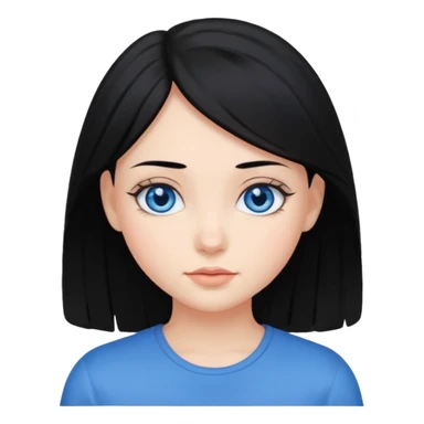 fille cheveux noir yeux bleu sticker
