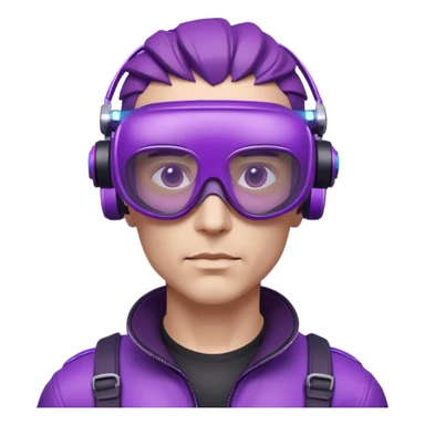 Cyberpunk man fappy head 3d puruple cyber VR -glasses only head sticker