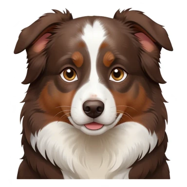Dark Brown mini Australian shepherd with white in middle of forehead and some white on nose with small brown spots sticker